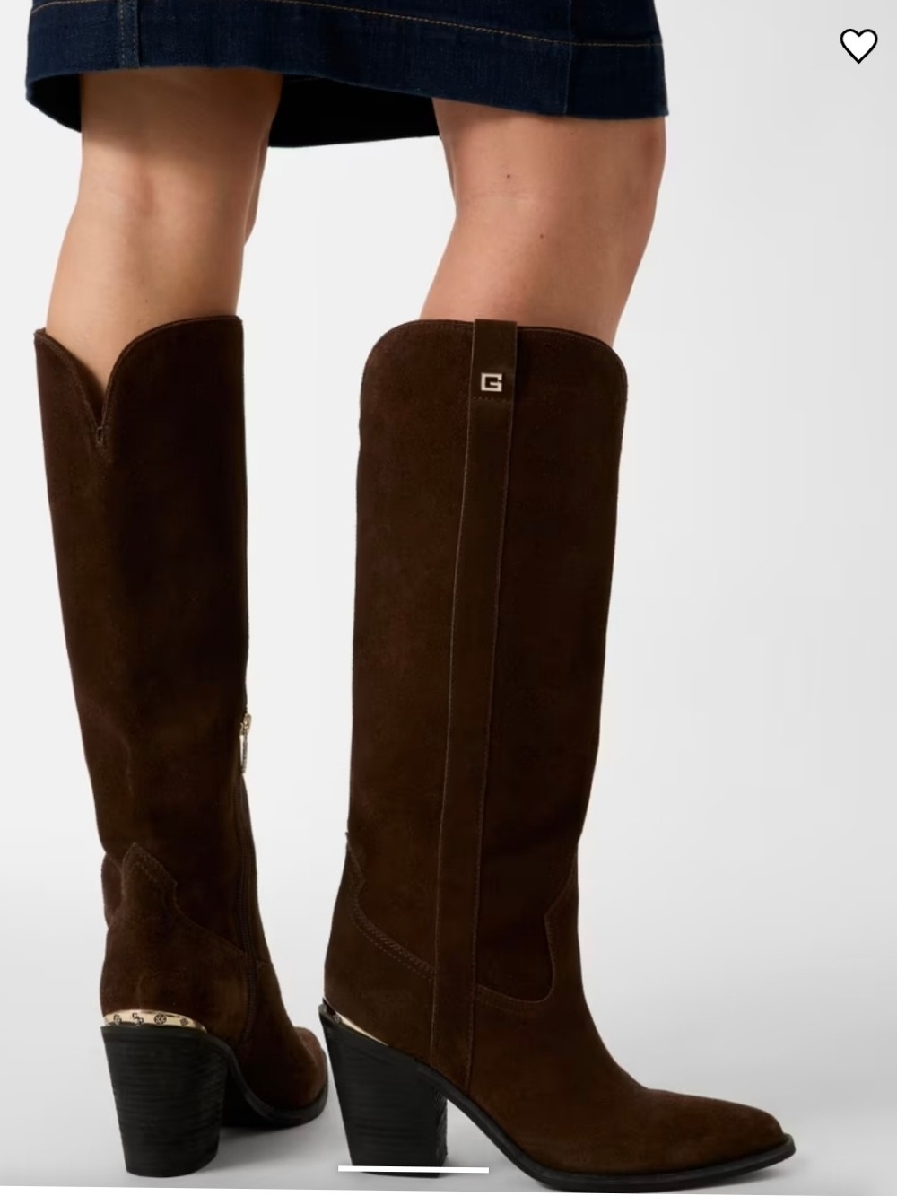 Guess Sashan Brown Genuine Suede Knee High Boots NIB